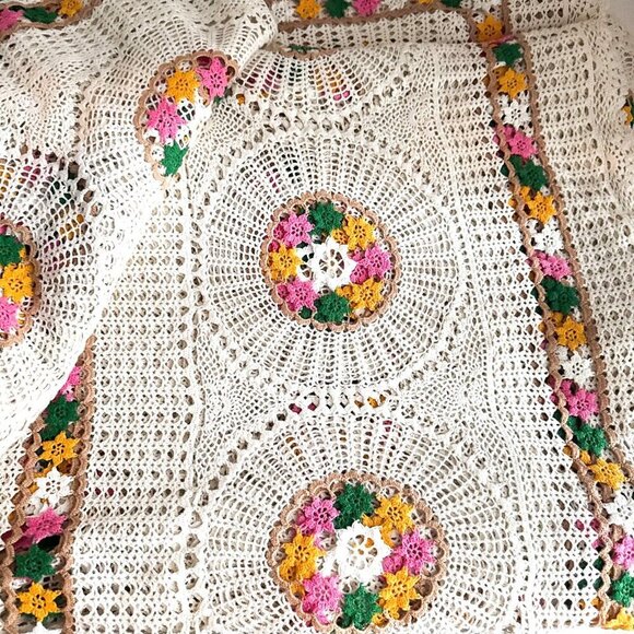 Vintage Crochet Massive Open Knit Table Cloth - Picture 5 of 8